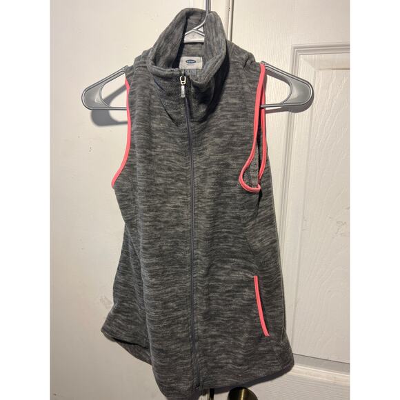 Old Navy Grey Fleece Pink Piping Vest with Pockets Women's XS - Picture 1 of 4